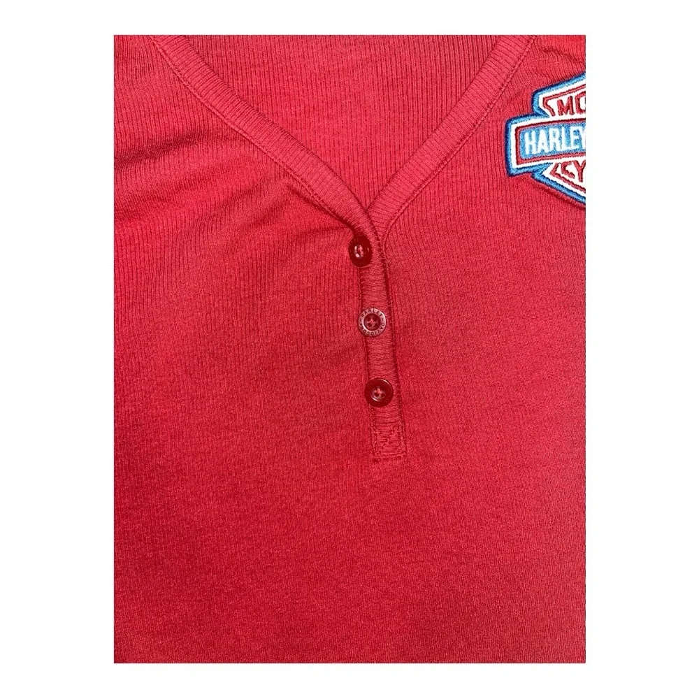 Harley-Davidson Red Fitted Buttoned Tank Top - Picture 5 of 10